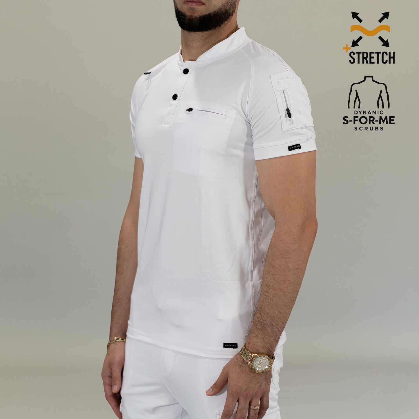 Vista lateral de filipina quirúrgica blanca hombre con tela Super Stretch