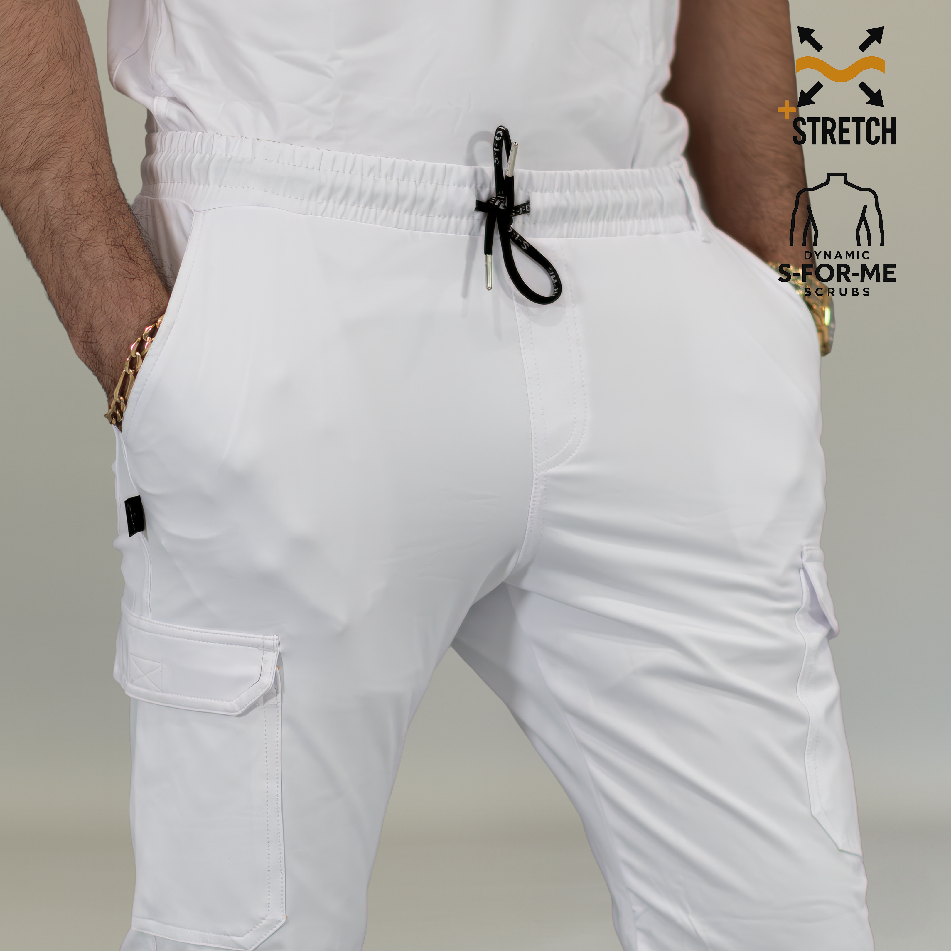 Jogger Quirúrgico Blanco Hombre, Scrubs 901 Super Stretch