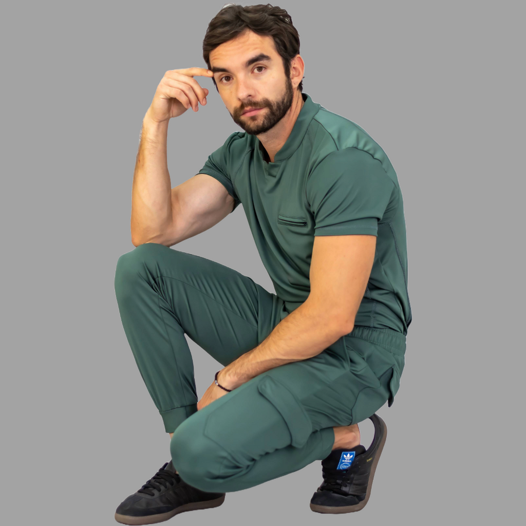 Filipina Quirurgica Hombre Verde Pino Super Stretch, Scrubs Est. 910