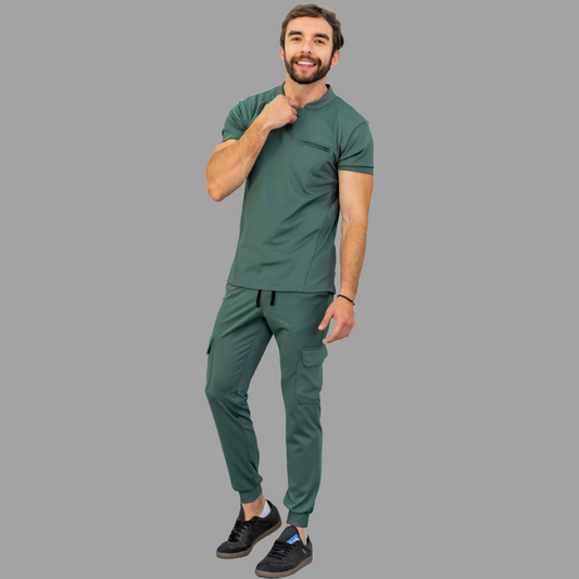 Conjunto Quirúrgico Verde Pino para Hombre – Estilo 910 | Super Stretch Slim Fit