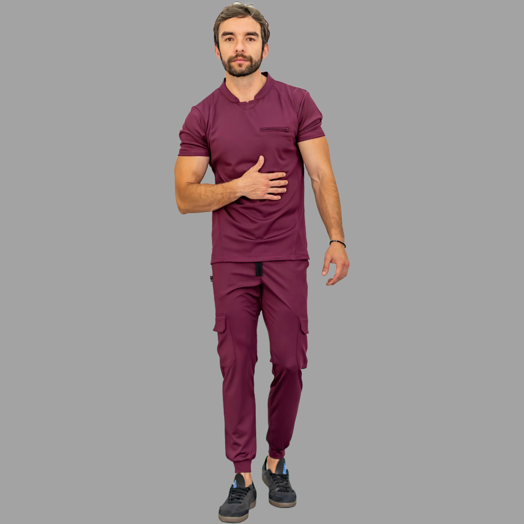Filipina Quirurgica Hombre Vino Super stretch, Scrubs Est. 910
