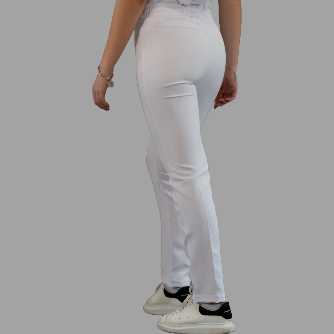 Pantalón Stretch Blanco Alviero Pretina/Elástico Mujer Antifluido