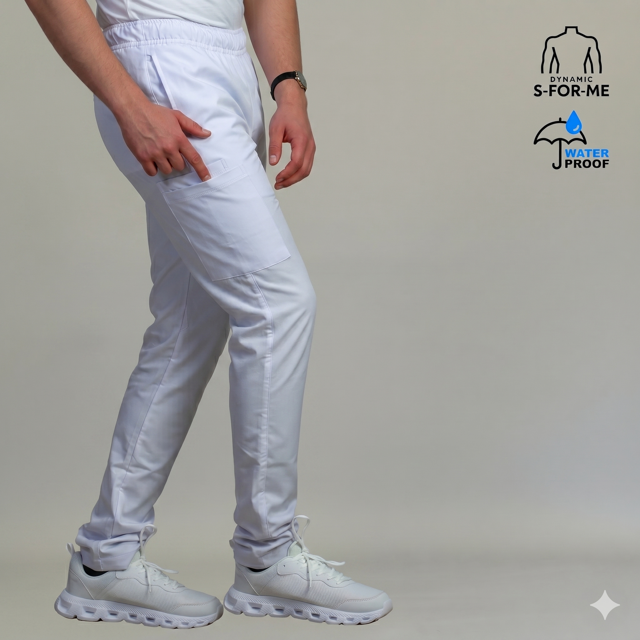 pantalon alv blanco hombre vista lateral Sandel Medica