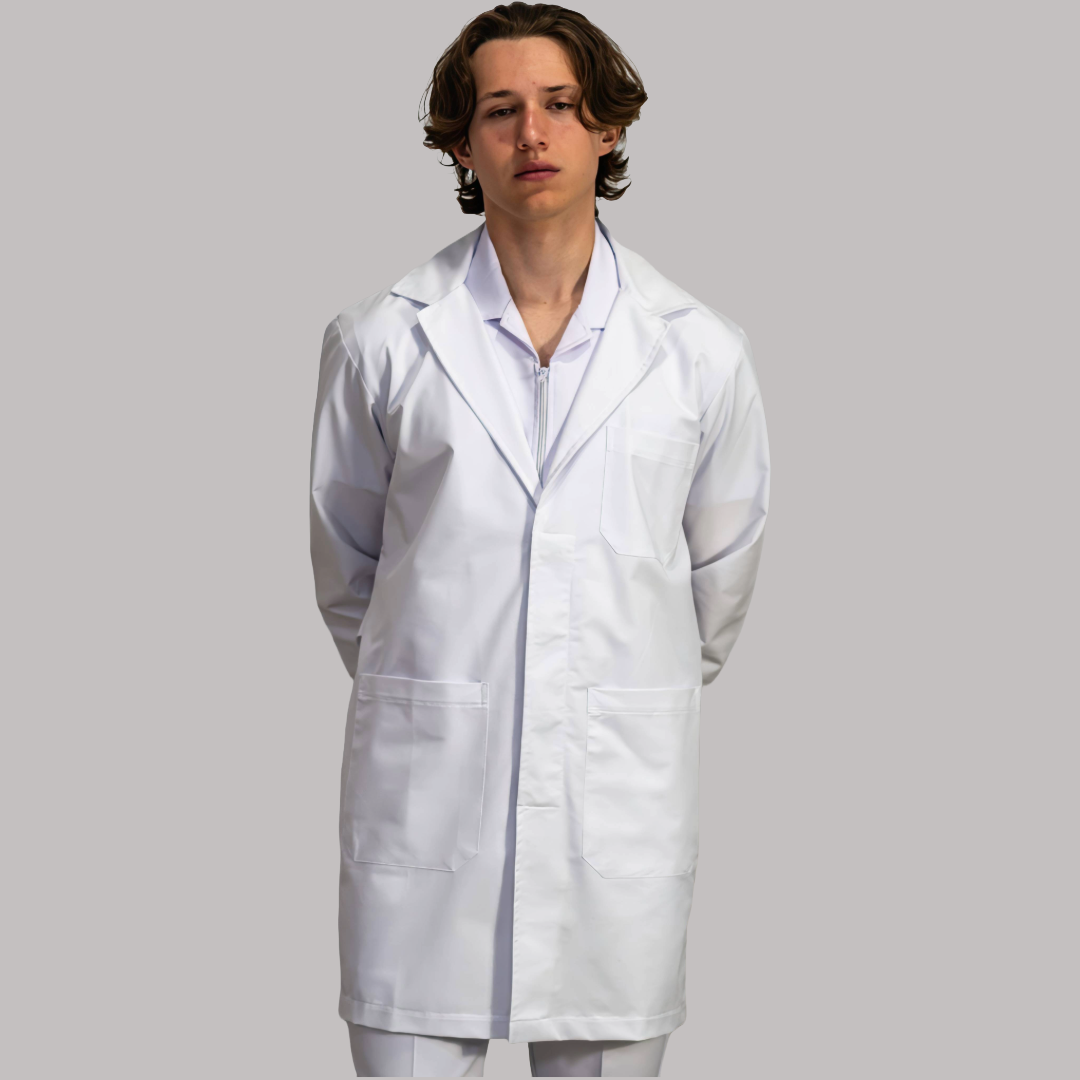 Bata Médica Blanca Hombre Antifluido Stretch Alviero