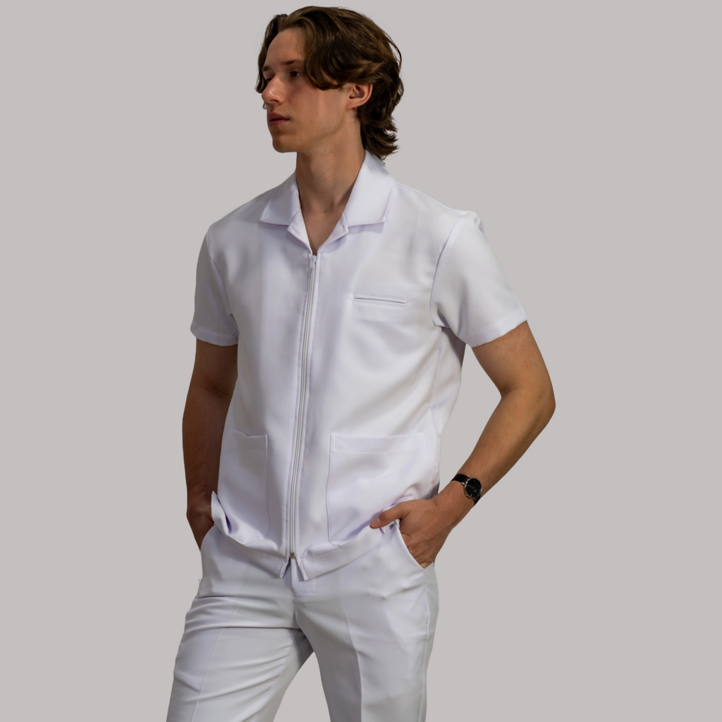 Filipina Hombre Blanca Alviero cuello sport Con Cierre Antifluido