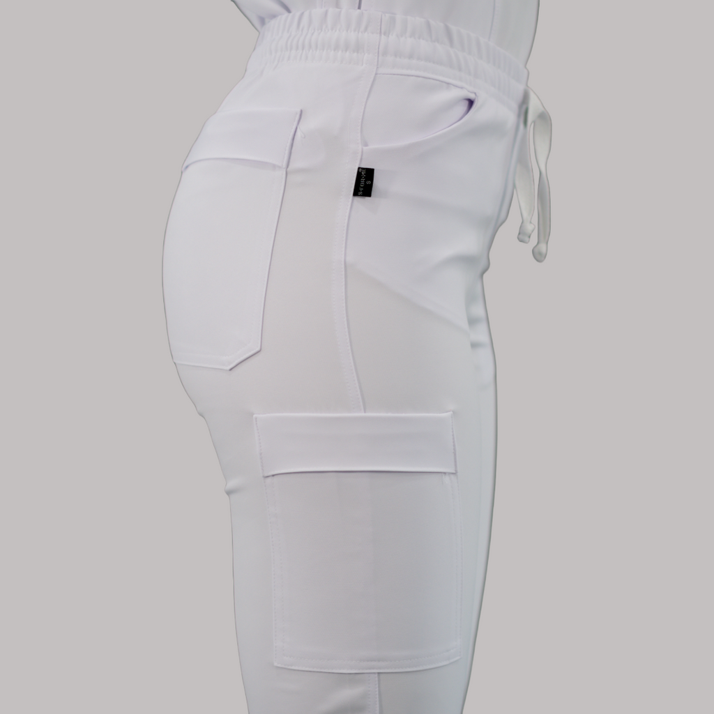 Pantalon Mujer Resorte cintura 6 Bolsas Blanco Antifluido