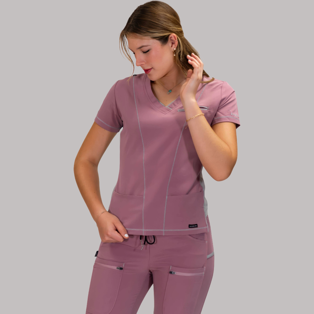 Filipina Quirúrgica Palo de Rosa/Gris 300 Mujer Antifluido, Scrubs 300