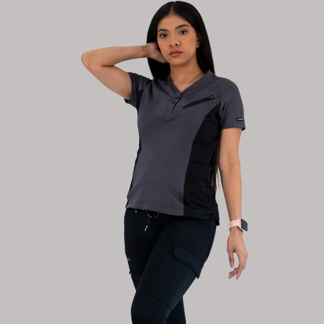 Filipina Quirúrgica Mujer Super Stretch Gris - Negro, Scrubs 905