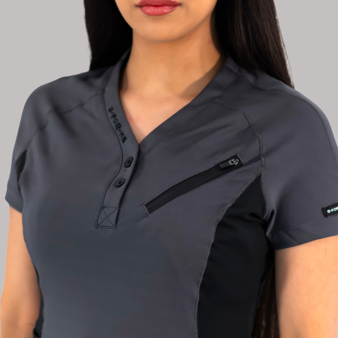 Filipina Quirúrgica Mujer Super Stretch Gris - Negro, Scrubs 905