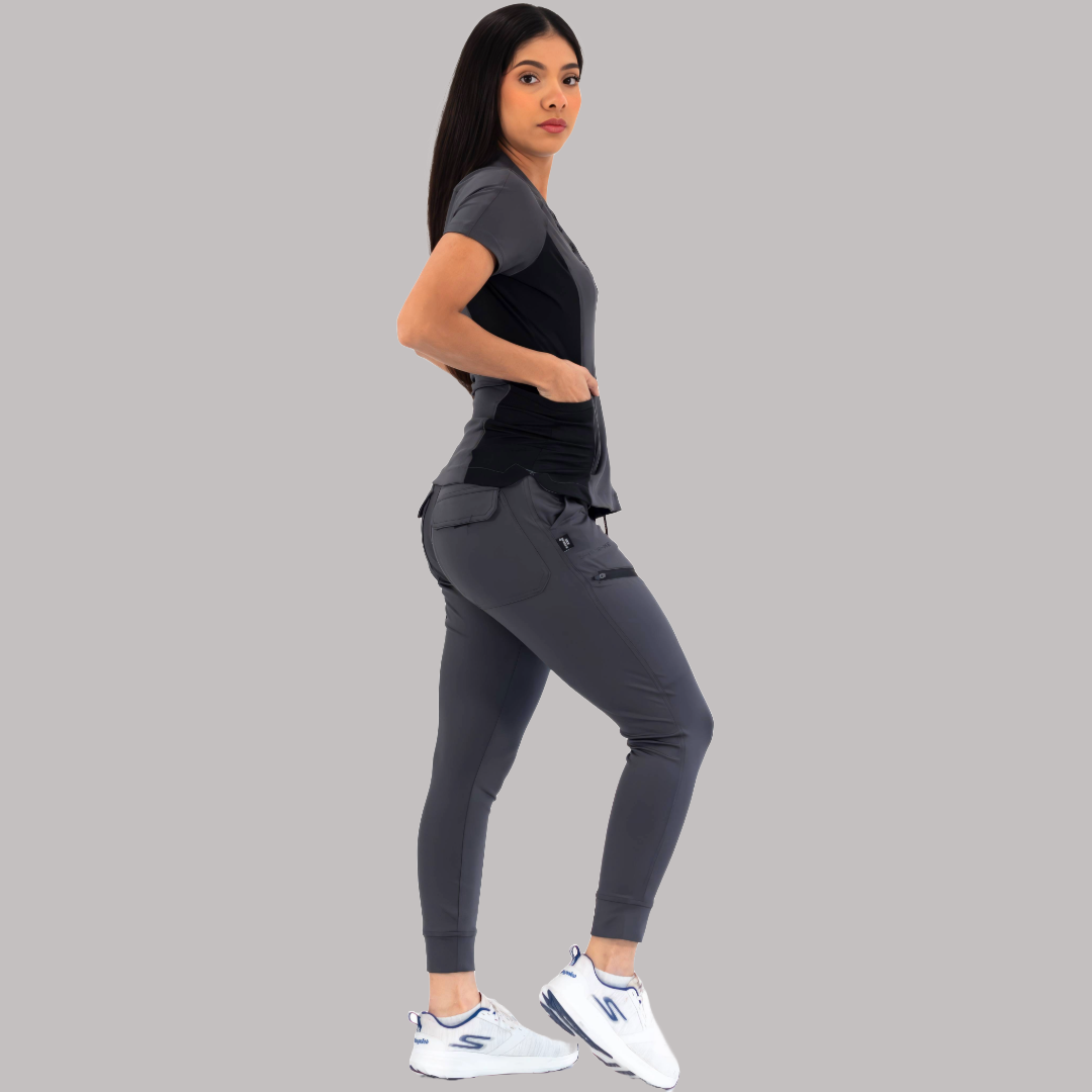 Filipina Quirúrgica Super Stretch Gris - Negro Mujer, Scrubs 905