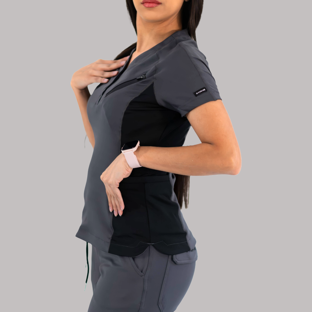 Filipina Quirúrgica Super Stretch Gris - Negro Mujer, Scrubs 905