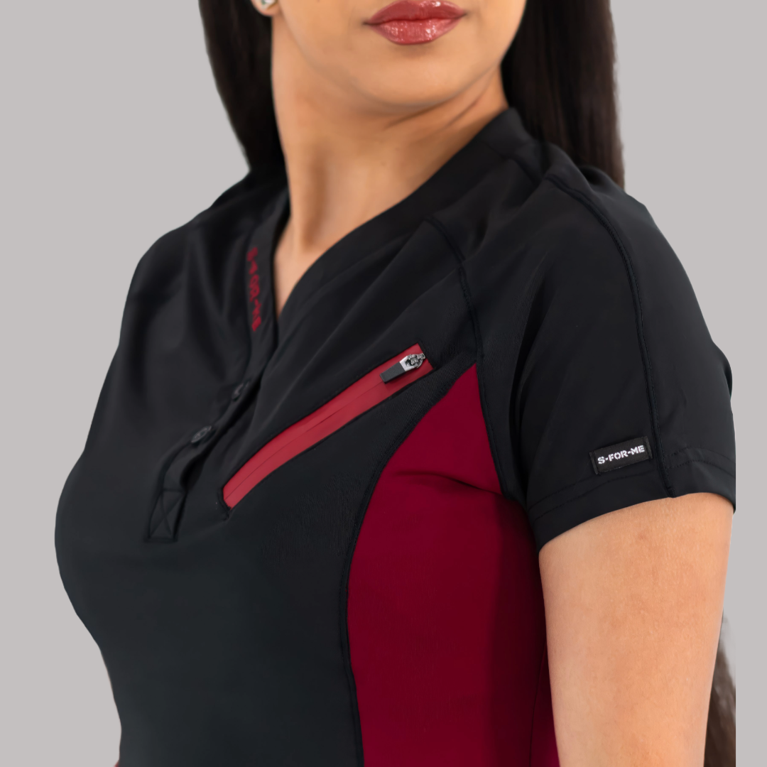 Filipina Quirúrgica Super Stretch Negra - Vino Mujer, Scrubs 905