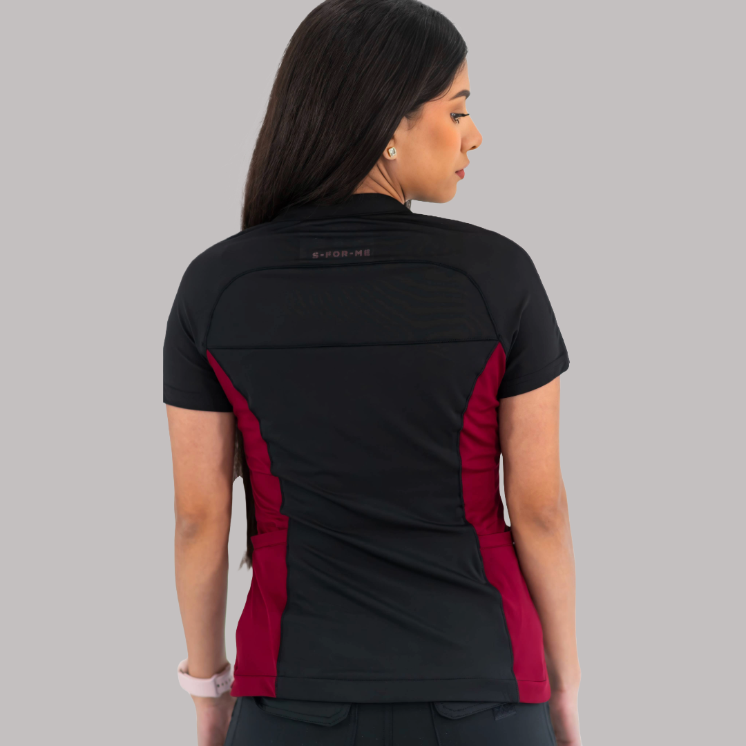 Filipina Quirúrgica Super Stretch Negra - Vino Mujer, Scrubs 905