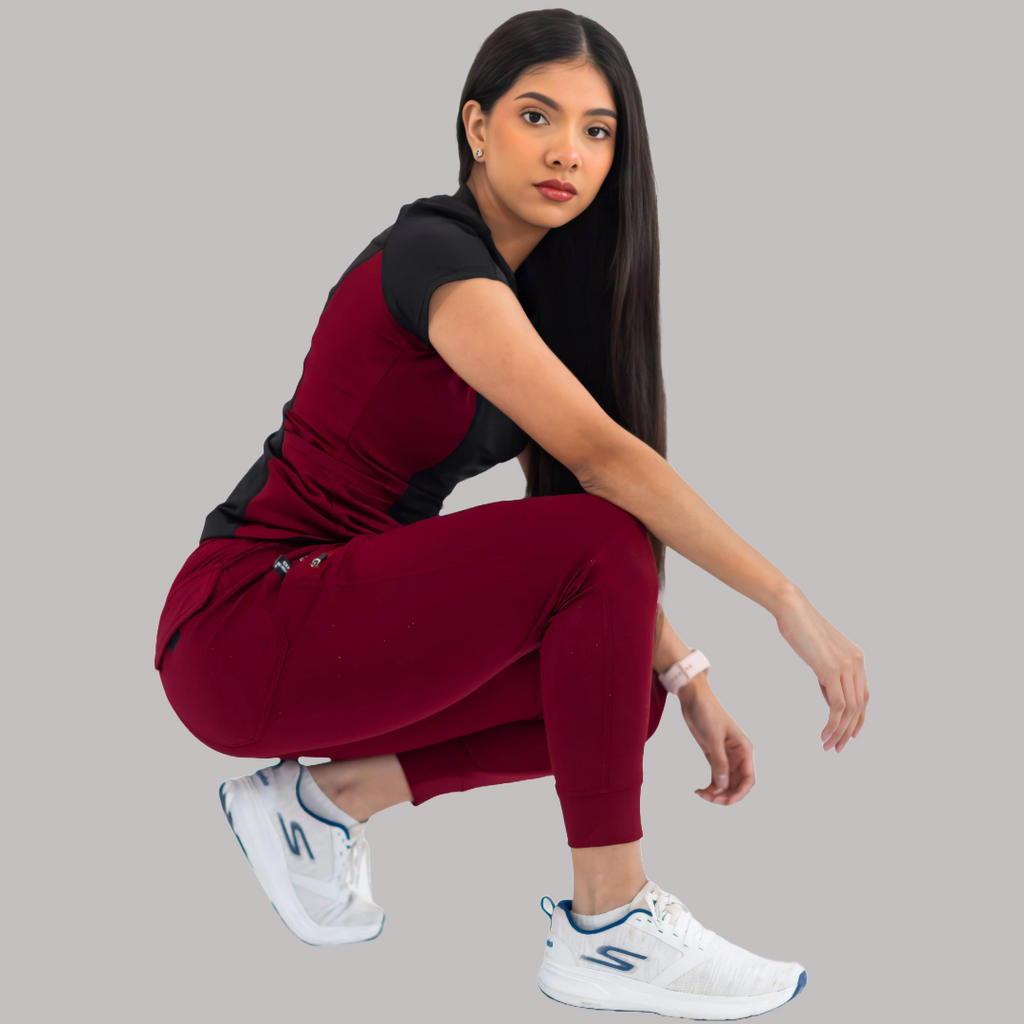 Filipina Quirúrgica Super Stretch Negra - Vino Mujer, Scrubs 905