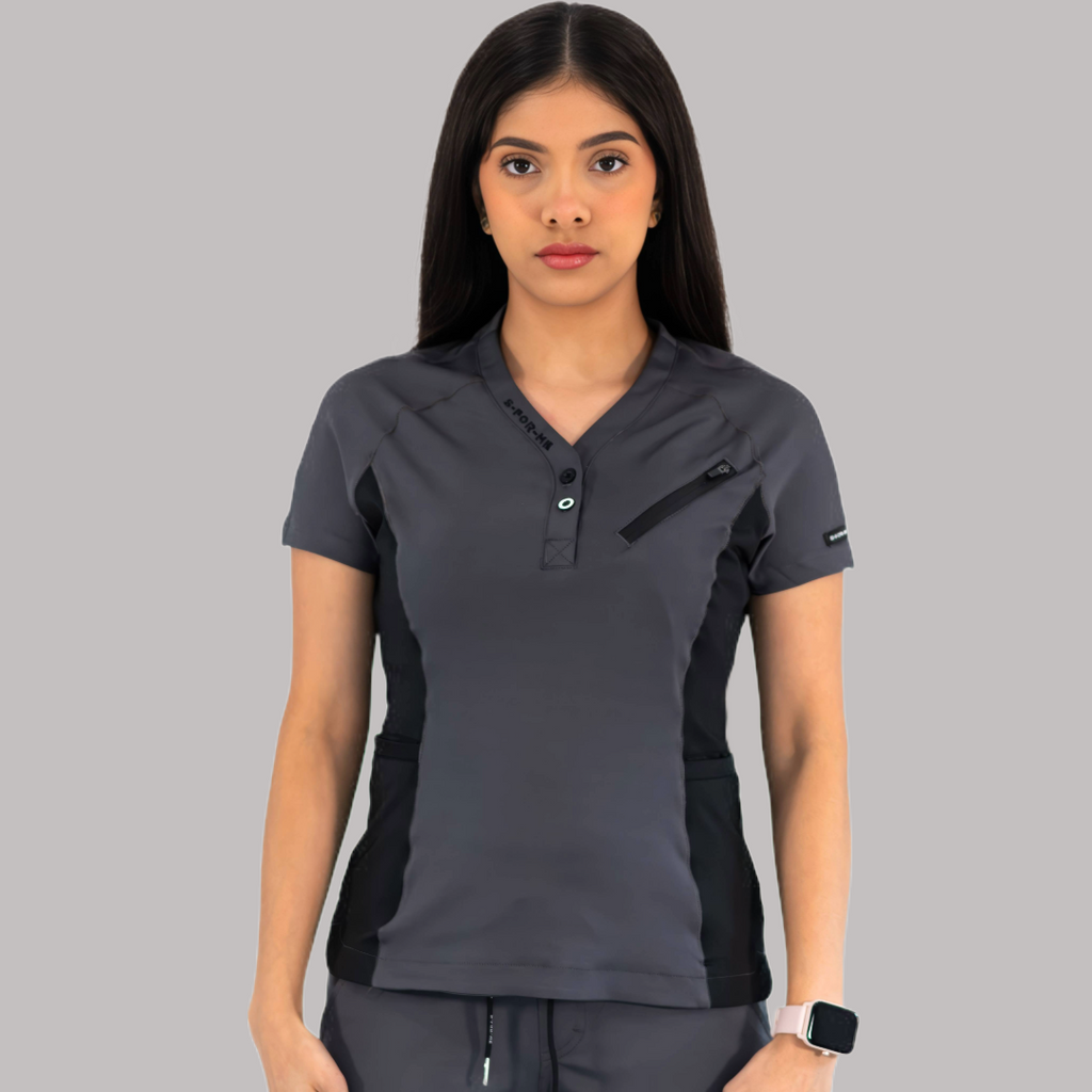 Filipina Quirúrgica Mujer Super Stretch Gris - Negro, Scrubs 905