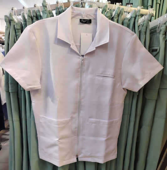 Filipina Hombre Pure White cuello Sport con cierre Antifluido