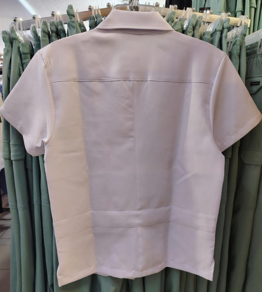 Filipina Hombre Pure White cuello Sport con cierre Antifluido
